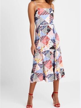 Gap Scarf Patchwork Fit and Flare Midi Dress
